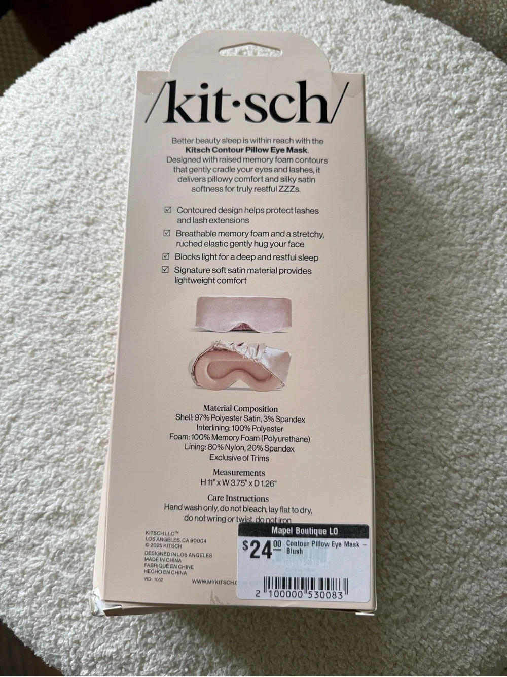 Kitsch Contour Pillow Eye Mask in Blush Pink